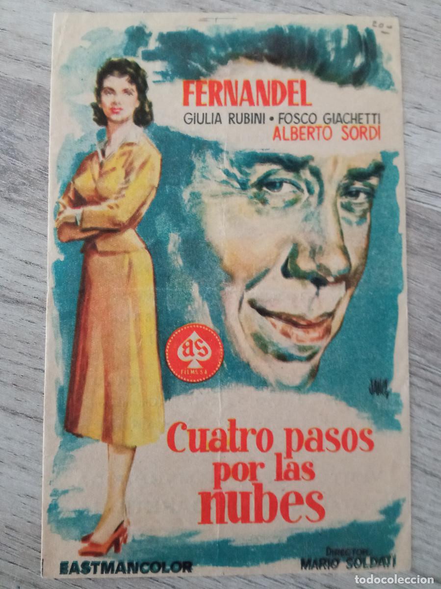  Foglietti di film di film antichi di cinema: CUATRO PASOS DE LAS NUBES, FERNANDEL, CINE LA GARDENIA, ESTACION DE TORRELODONES, MADRID, 1957
