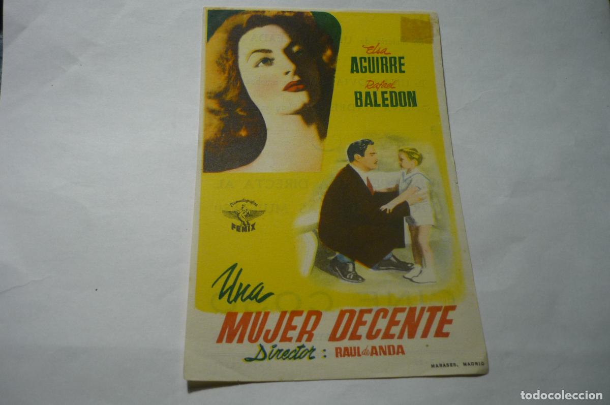  Foglietti di film di film antichi di cinema: programa una mujer decente .- elsa aguirre-publicidad coso zaragoza