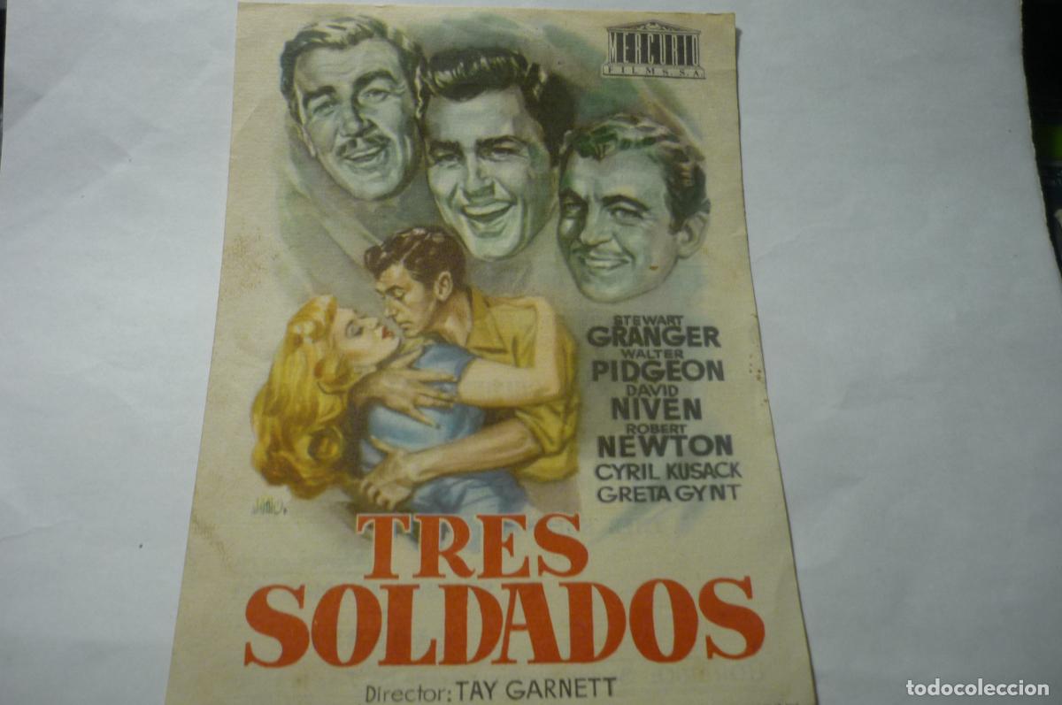  Flyers Publicitaires de films Anciens: programa tres soldados - stewart granger publicidad -cine eliseo -roda de ter