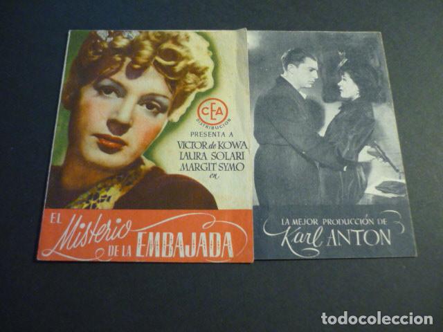 Kino: EL MISTERIO DE LA EMBAJADA PROGRAMA DE CINE DOBLE CON PUBLICIDAD ALIATAR CINEMA GRANADA