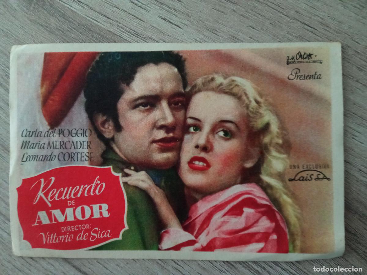  Foglietti di film di film antichi di cinema: RECUERDO DE AMOR, CARLA DEL POGGIO, DISTRIBUIDORA J.M.ORTIZ