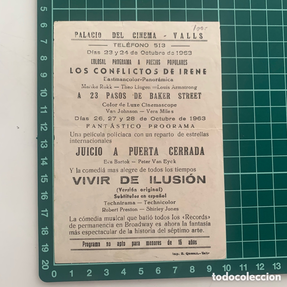 Cine: Programa Folleto de mano cine pelicula vivir de ilusion - Foto 2