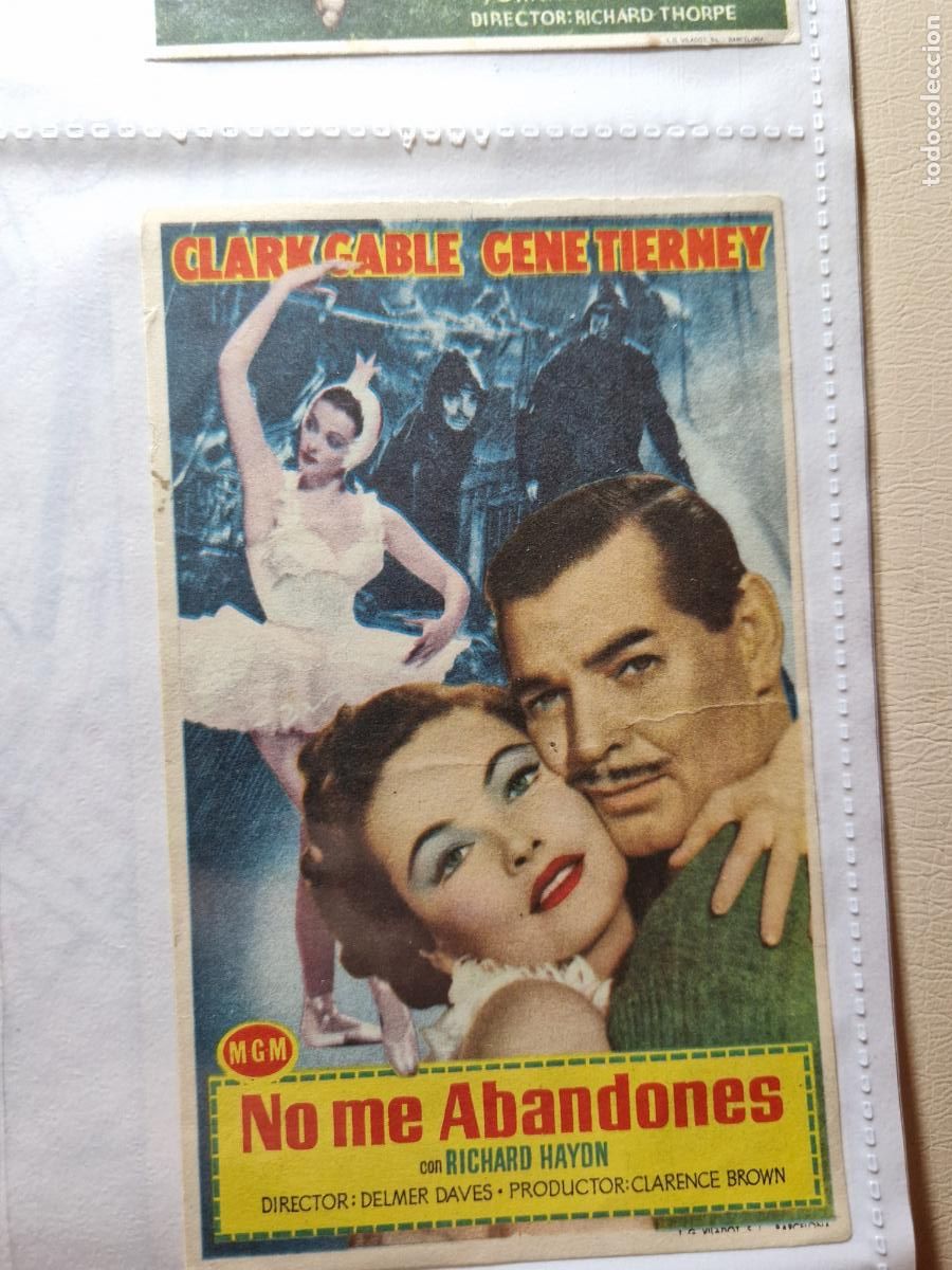  Foglietti di film di film antichi di cinema: NO ME BANDONES CLARCK GABLE FOLLETO DE MANO