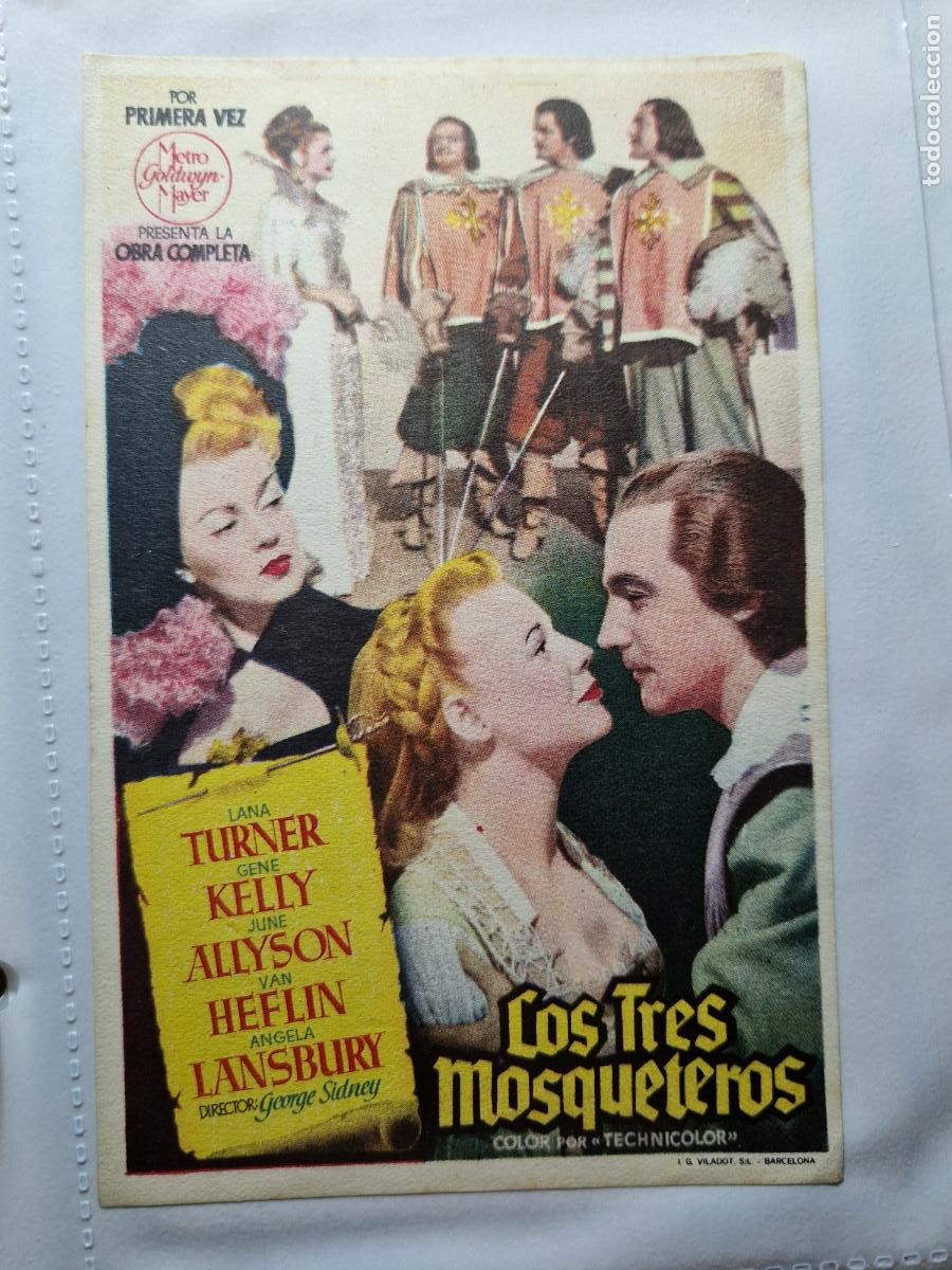  Flyers Publicitaires de films Anciens: LOS TRES MOSQUETEROS LANA TURNER GENE KELLY FOLLETO DE MANO