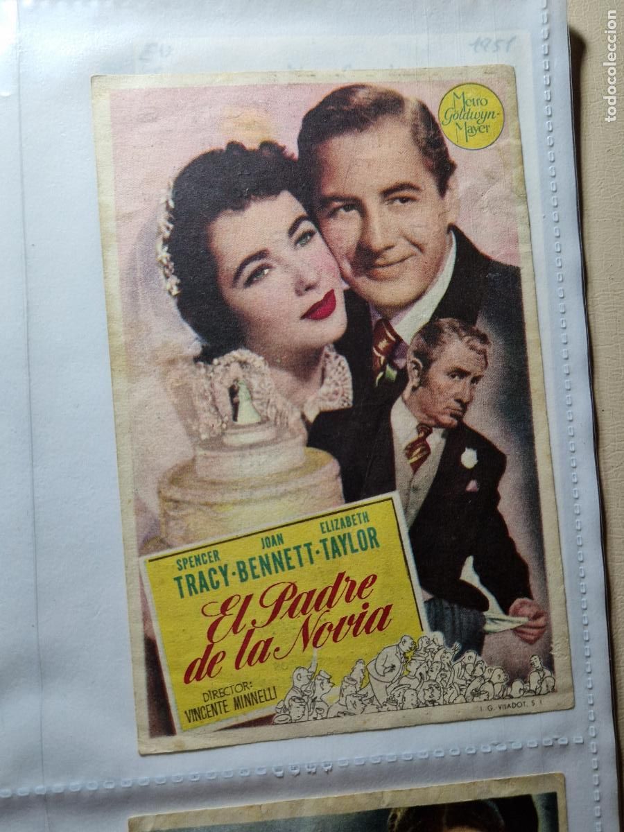 Cine: EL PADRE DE LA NOVIA - JOAN BENNETT - ELIZABETH TAYLOR - SPENCER TRACY FOLLETO DE MANO