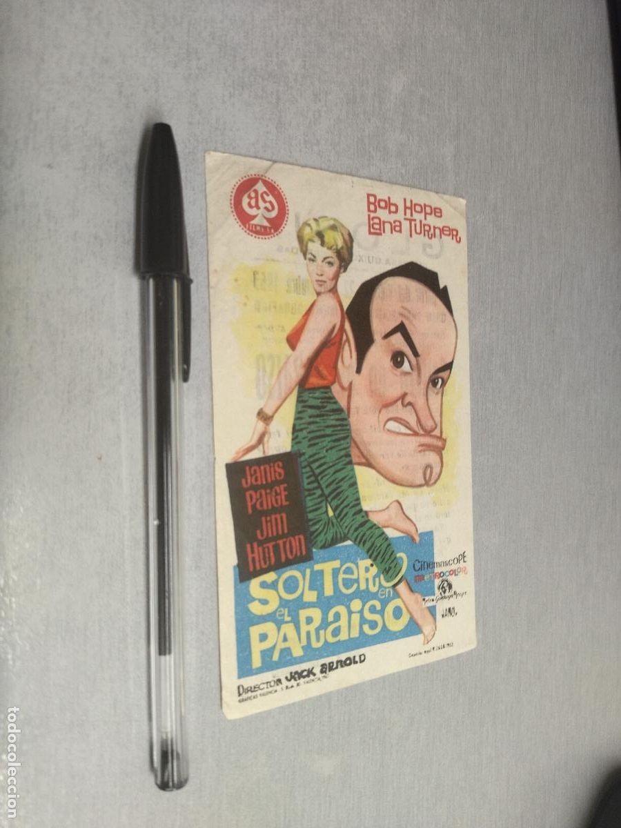  Foglietti di film di film antichi di cinema: SOLTERO EN EL PARA&Iacute;SO / FOLLETO DE MANO - PUBLICIDAD CINE GLORIA ELDA A&Ntilde;O 1963