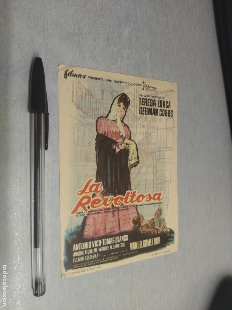 Cine: LA REVOLTOSA / FOLLETO DE MANO - PUBLICIDAD CINE GLORIA A&Ntilde;O 1963