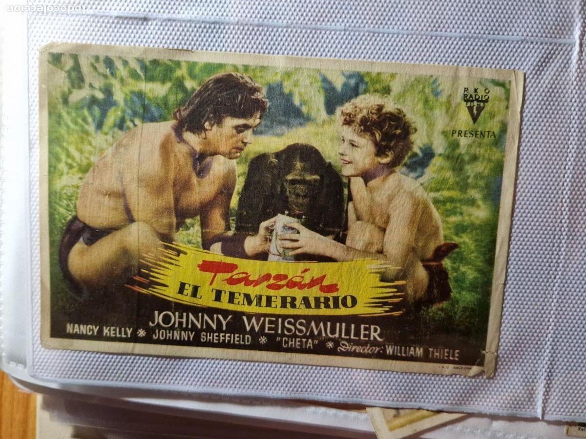 Cine: TARZAN EL TEMERARIO JOHNNY WEISMULLER, JOHNNY SHEFFIELD. FOLLETO DE MANO
