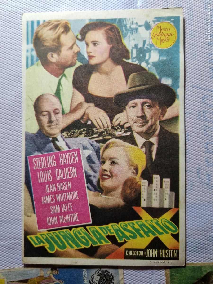  Foglietti di film di film antichi di cinema: LA JUNGLA DE ASFALTO. STERLING HAYDEN, LOUIS CALHERN FOLLETO DE MANO