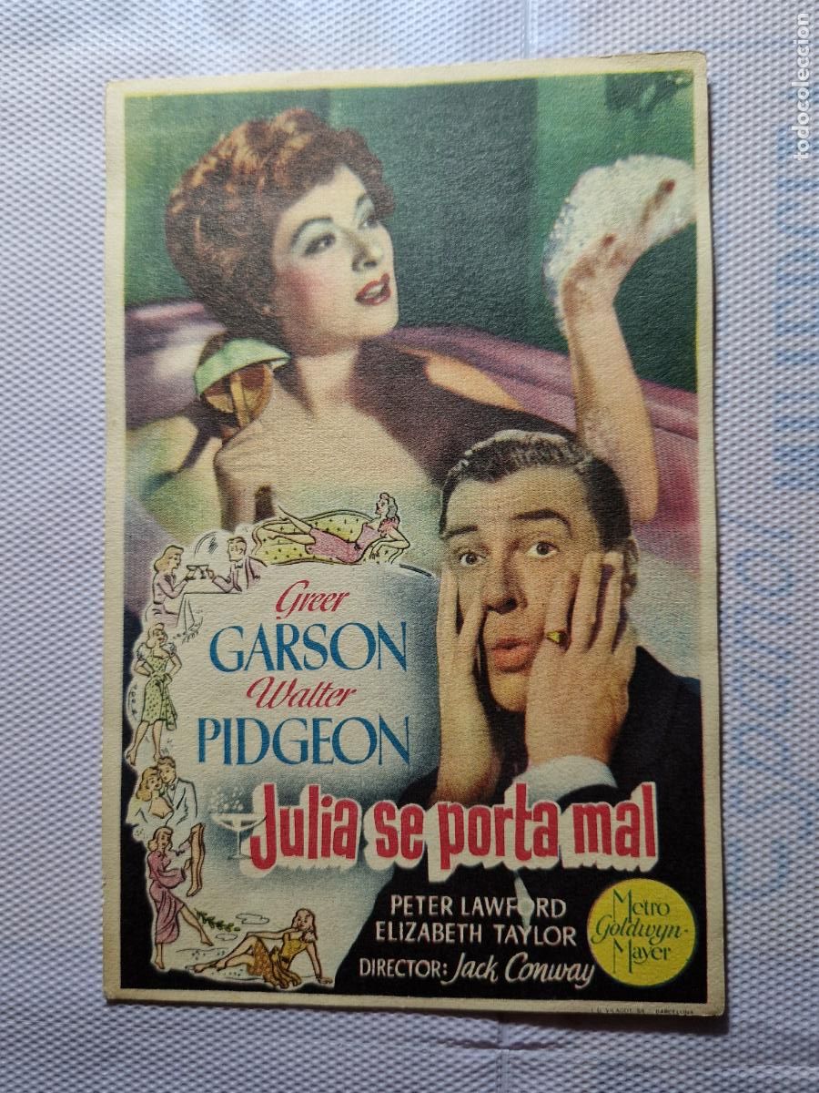  Foglietti di film di film antichi di cinema: JULIA SE PORTA MAL ELISABETH TAYLOR FOLLETO DE MANO