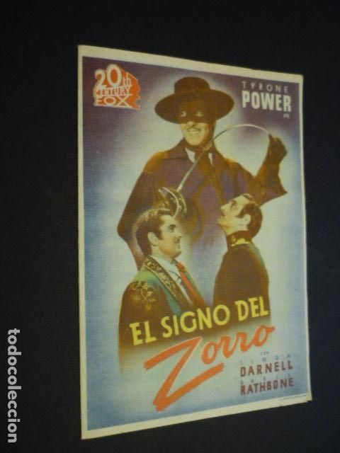  Flyers Publicitaires de films Anciens: EL SIGNO DEL ZORRO PROGRAMA DE MANO DOBLE CON PUBLICIDAD TEATRO PRINCIPAL