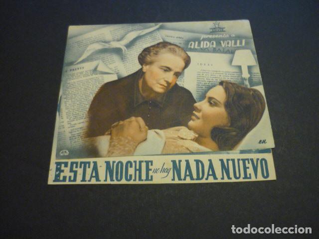 Folhetos de m&atilde;o de filmes antigos de cinema: ESTA NOCHE NO HAY NADA NUEVO PROGRAMA DE MANO DOBLE CON PUBLICIDAD ALIATAR CINEMA