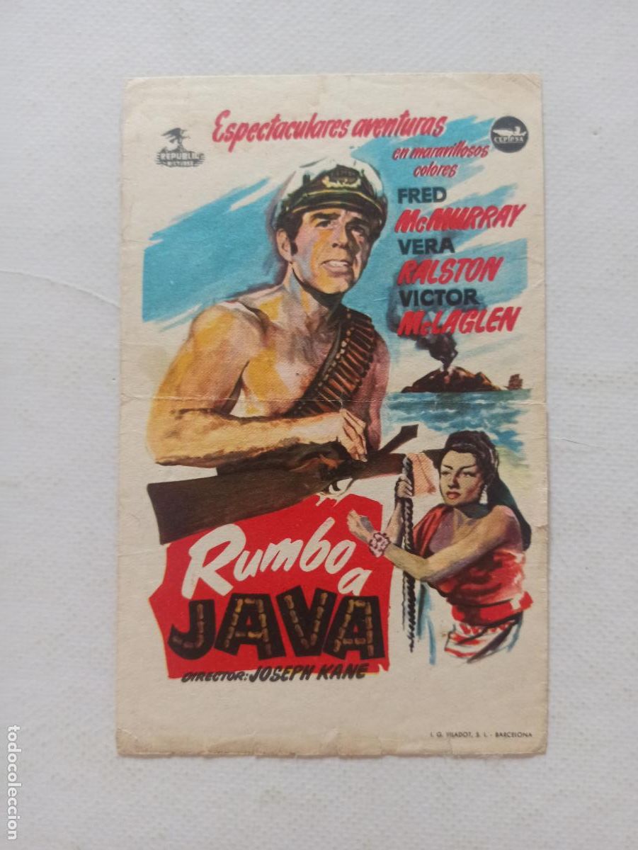 Cine: FOLLETO DE MANO - RUMBO A JAVA - FRED MCMURRAY (150F) - Foto 1