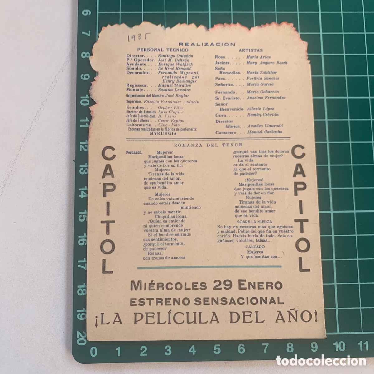 Cine: Programa de cine folleto de mano pelicula los claveles capitol - Foto 3