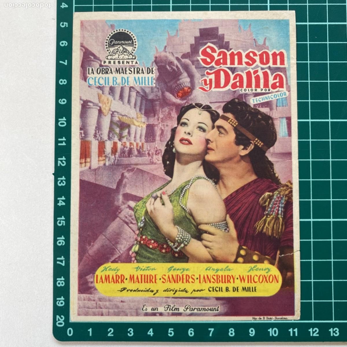 Cine: Programa de cine folleto de mano pelicula Sanson y Dalila Capitol 1953