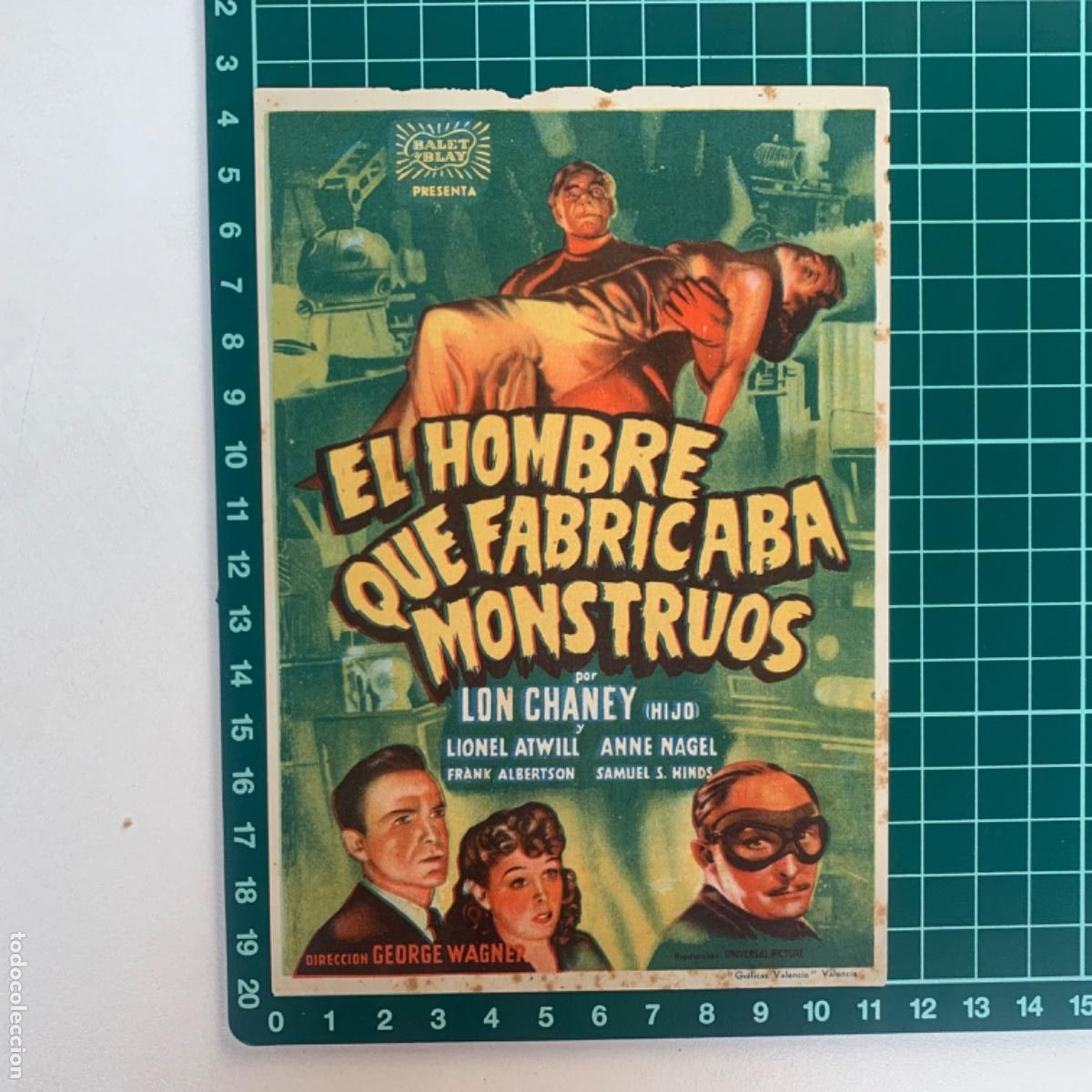 Kino: Programa de cine folleto de mano pelicula el hombre que fabicaba monstruos saboya castellon