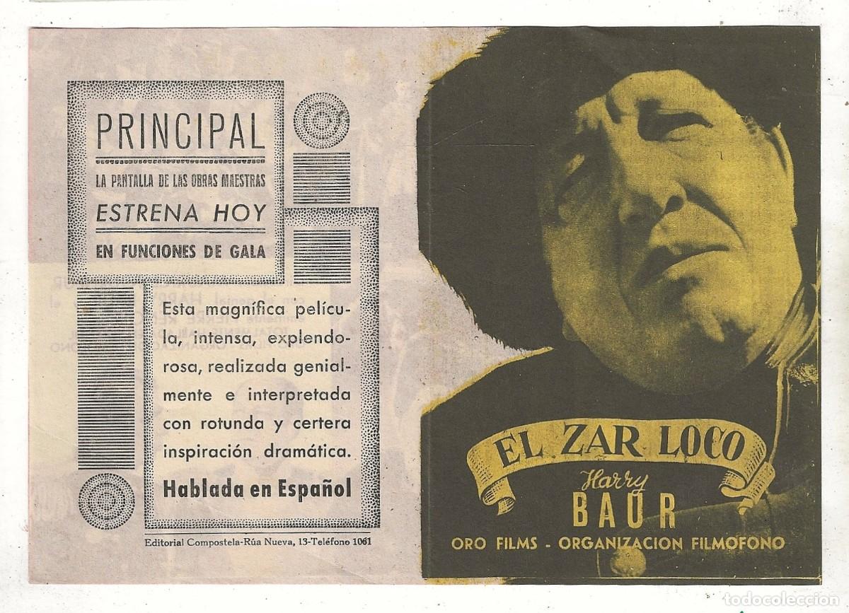 Cine: EL ZAR LOCO - PROGRAMA FOLLETO DE CINE DOBLE - Foto 1