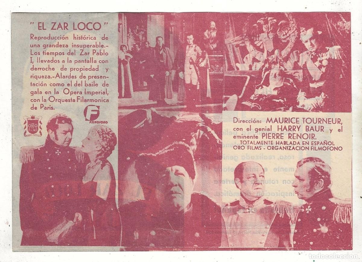 Cine: EL ZAR LOCO - PROGRAMA FOLLETO DE CINE DOBLE - Foto 2