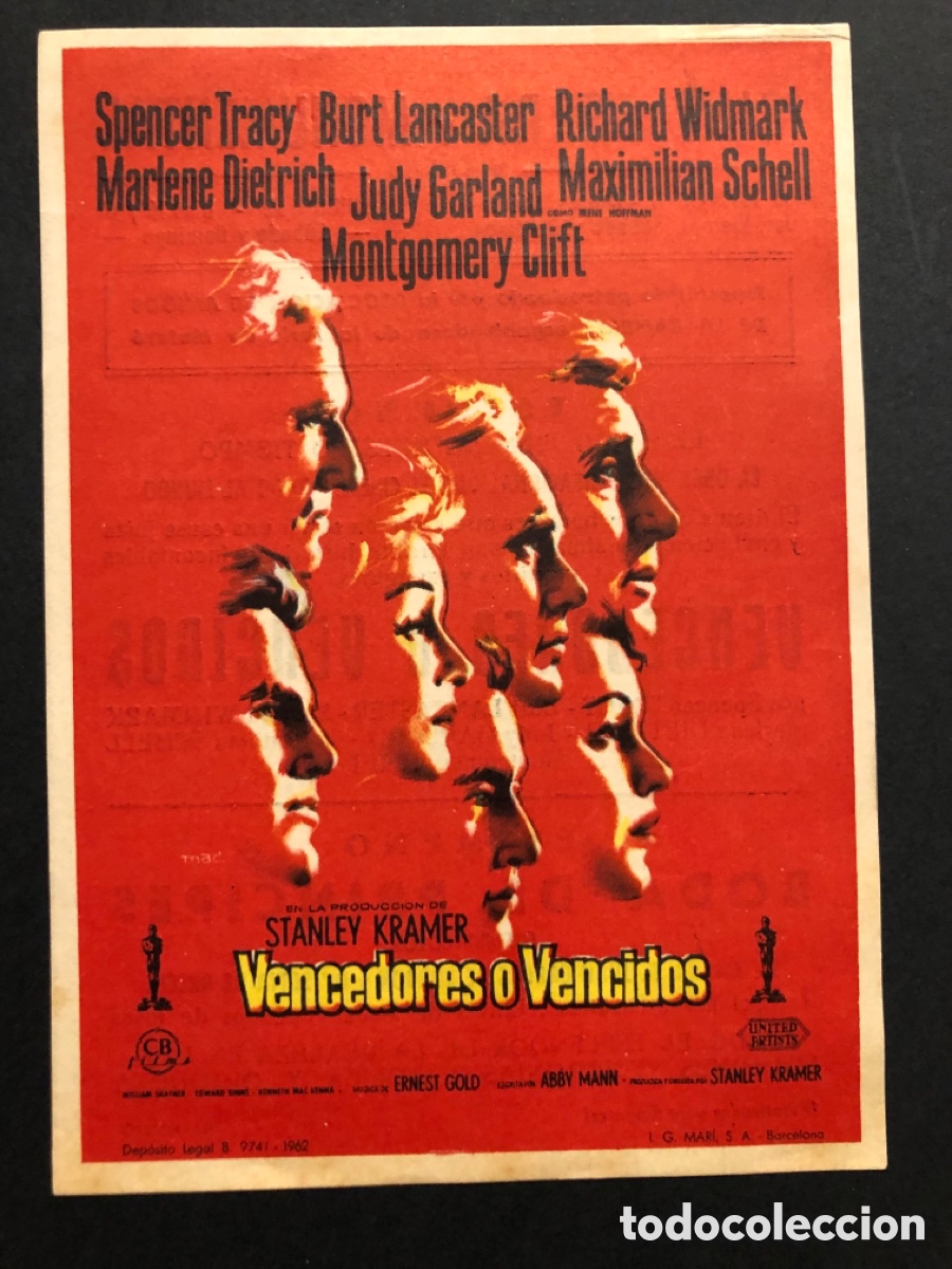 Cine: Programa vencedores o vencidos Spencer tracy con publicidad cine Serra y monumental mataro A10