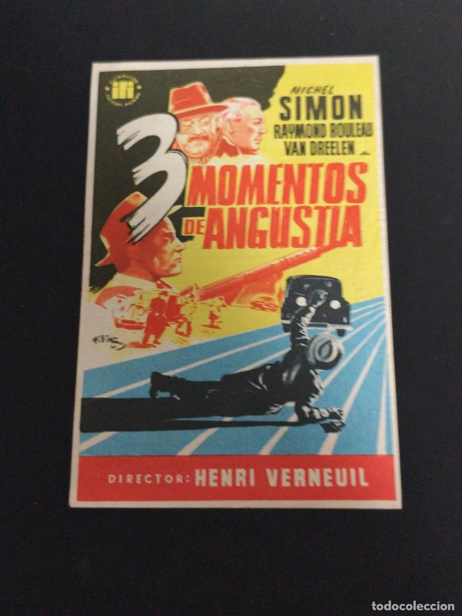 Folhetos de m&atilde;o de filmes antigos de cinema: 3 Momentos de angustia con publicidad Cine Teatro Principal y Cinema Recreo Tarrasa