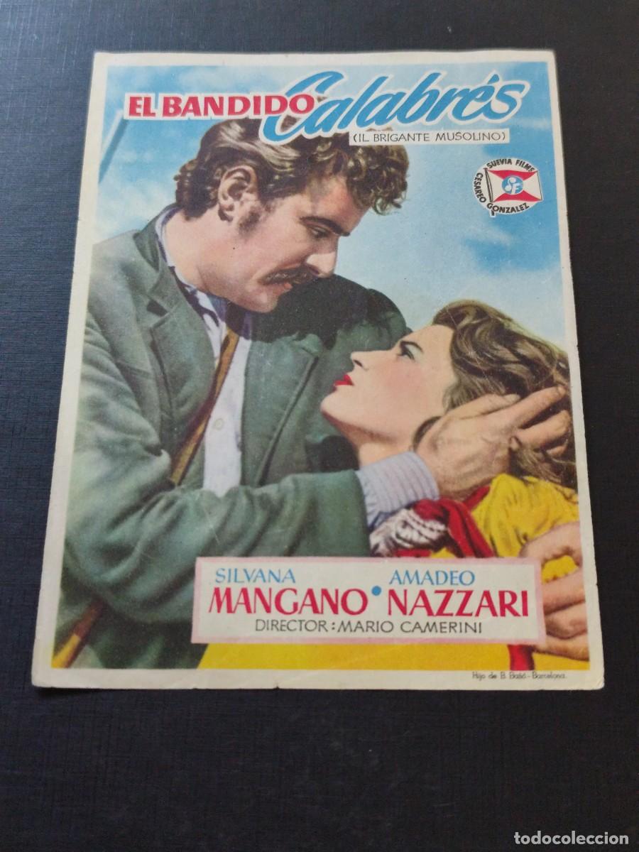 Folhetos de m&atilde;o de filmes antigos de cinema: El bandido Calabr&eacute;s sin publicidad