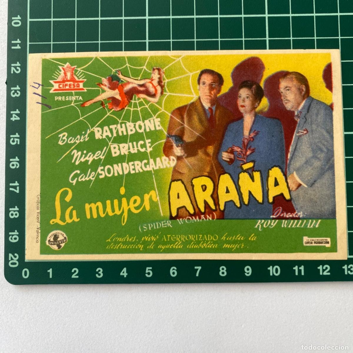 Cine: folleto de mano programa de cine pelicula La mujer ara&ntilde;a - Foto 1