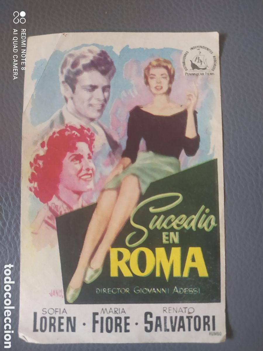 Folhetos de m&atilde;o de filmes antigos de cinema: Folleto Publicitario de la pel&iacute;cula Sucedi&oacute; en Roma