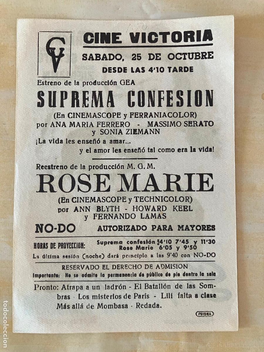 Cine: Suprema confesi&oacute;n - Programa de cine Berga C/P 1959