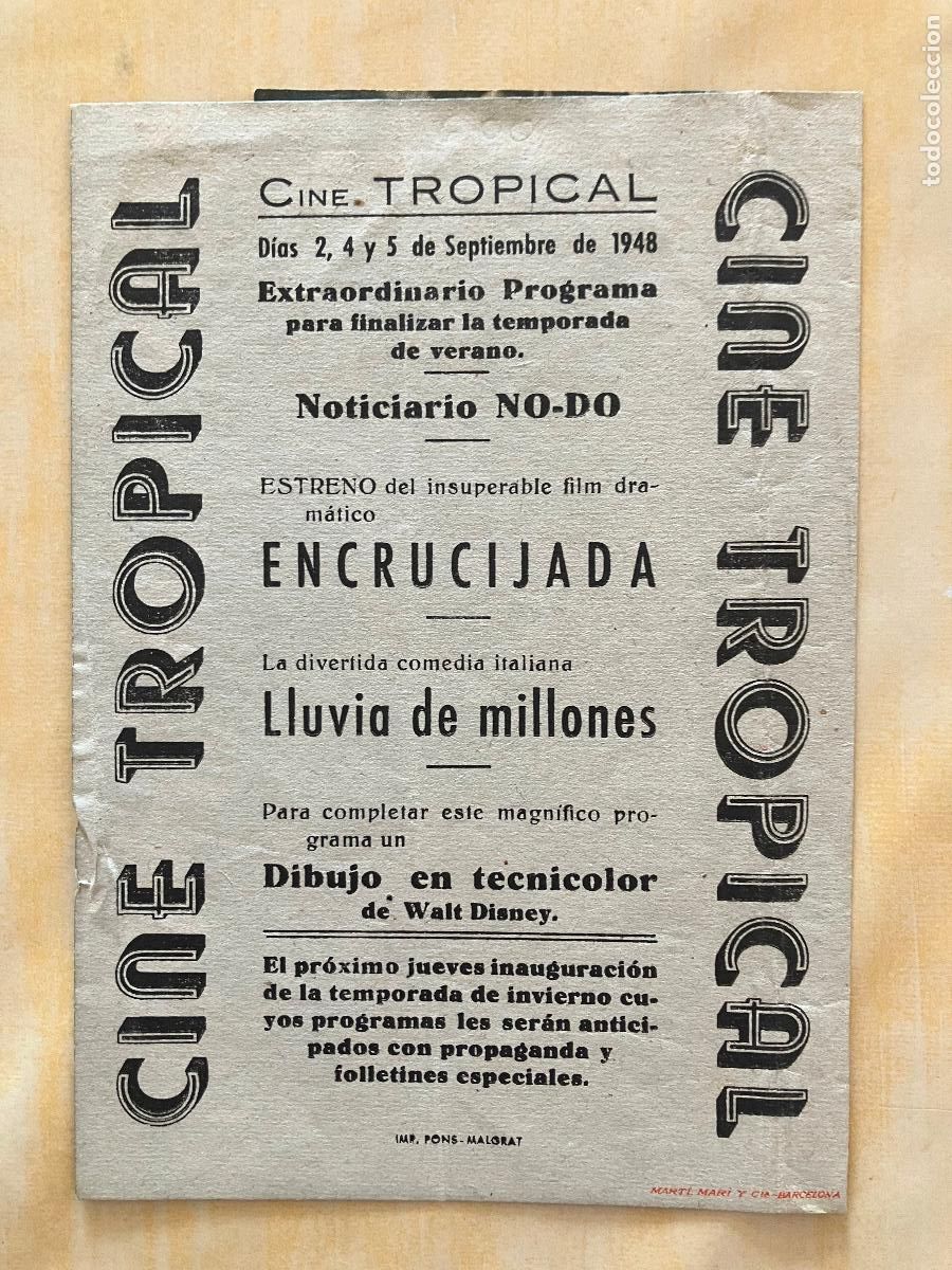 Cine: Lluvia de millones - Programa de cine doble - C/P Malgrat de Mar 1948 - Foto 3