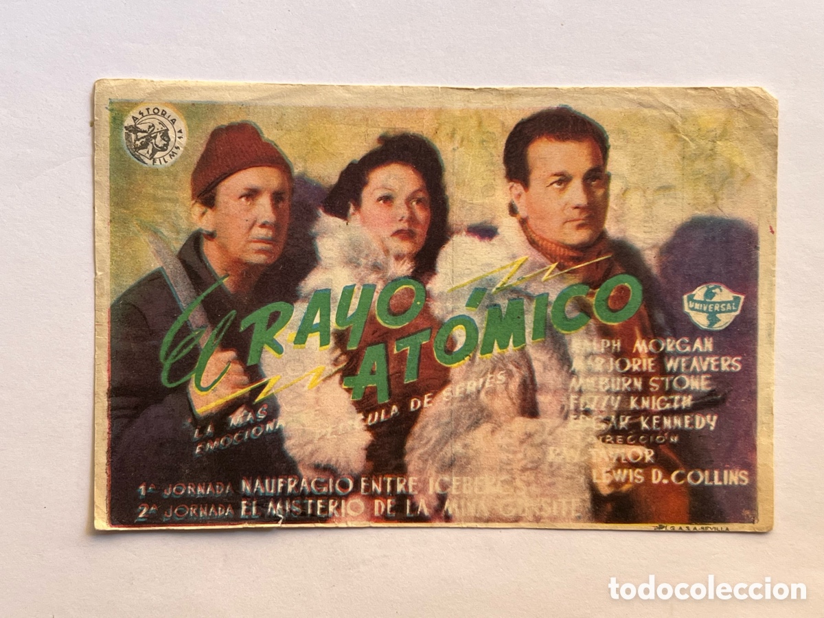 Kino: CINE POMPEYA. Benetuser.. Folleto, EL RAYO ATOMICO, George Marshall (h.1945?) Aventura