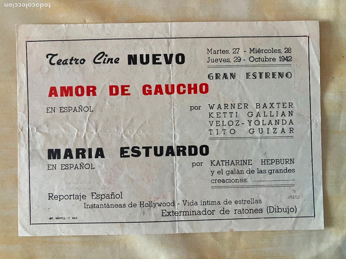 Cine: Amor de gaucho - Programa de cine C/P Badalona 1942 - Foto 2
