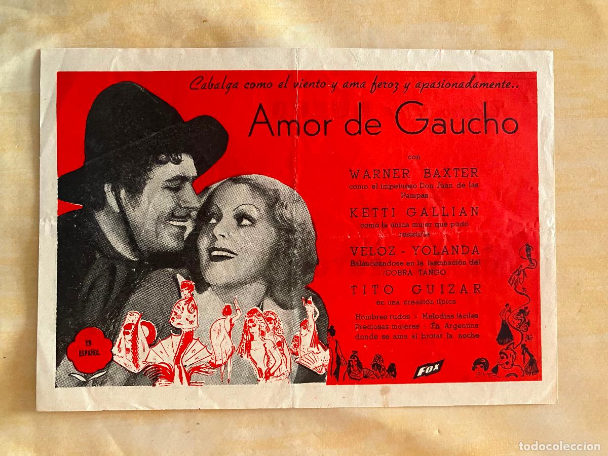 Cine: Amor de gaucho - Programa de cine C/P Badalona 1942