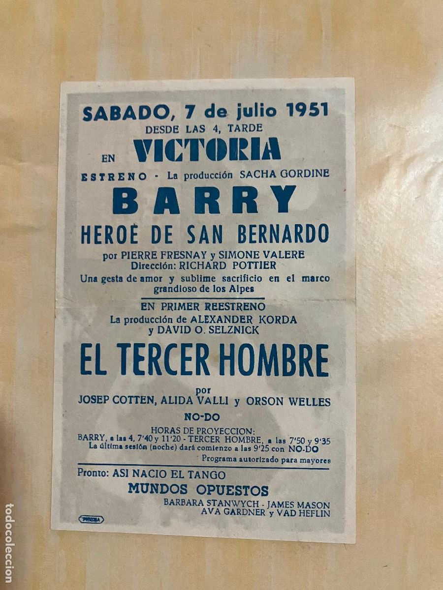 Cine: Barry h&eacute;roe de San Bernardo - Programa de cine C/P Badalona 1951 - Foto 2