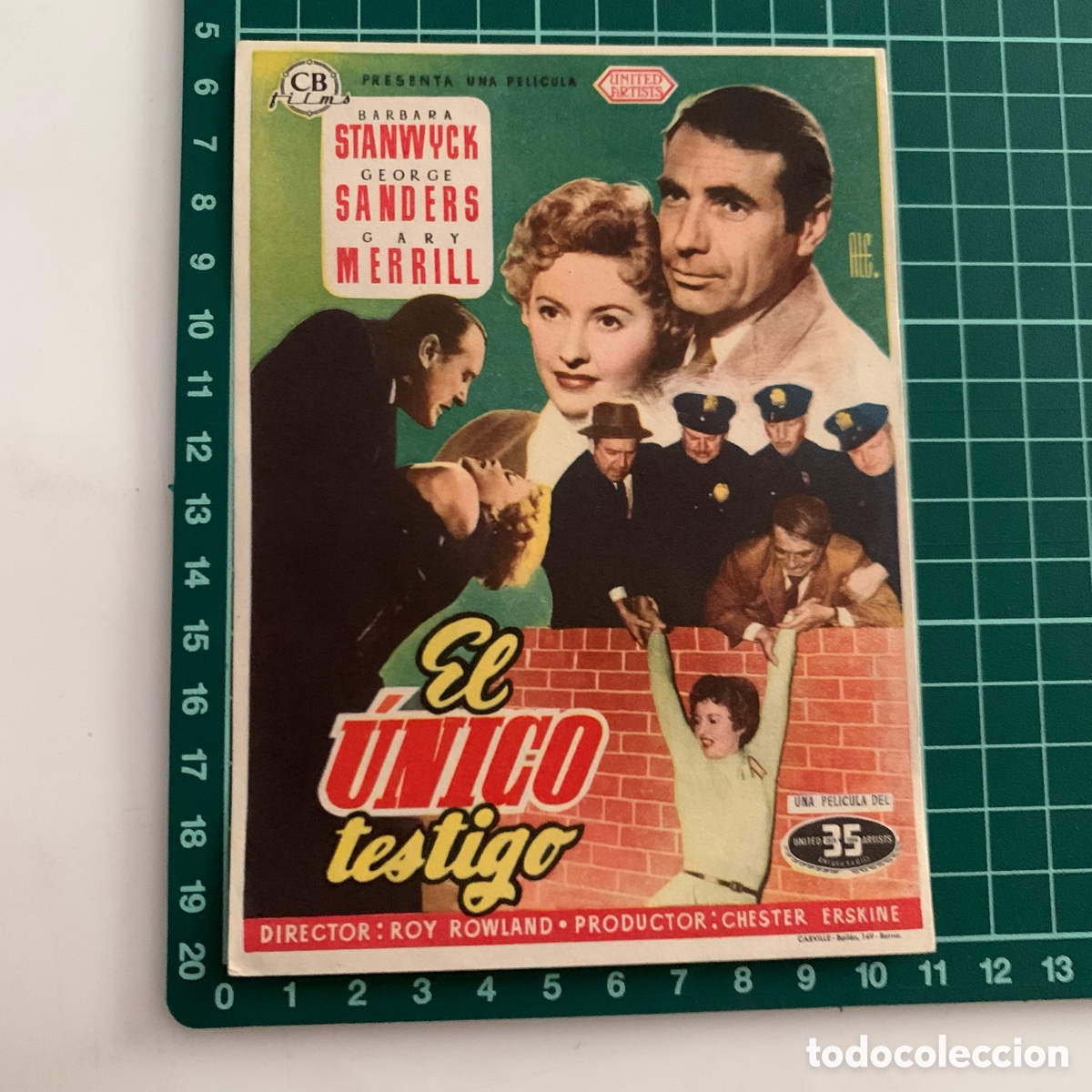 Cine: PROGRAMA DE CINE FOLLETO DE MANO PELICULA EL UNICO TESTIGO - Foto 1