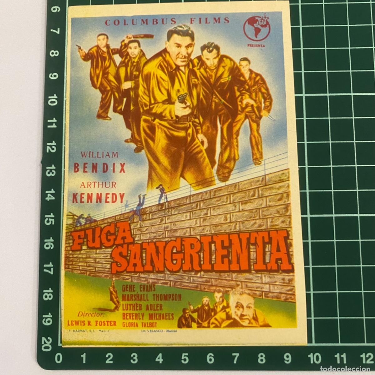 Cine: folleto de mano programa de cine pelicula Fuga sangrienta - Foto 1