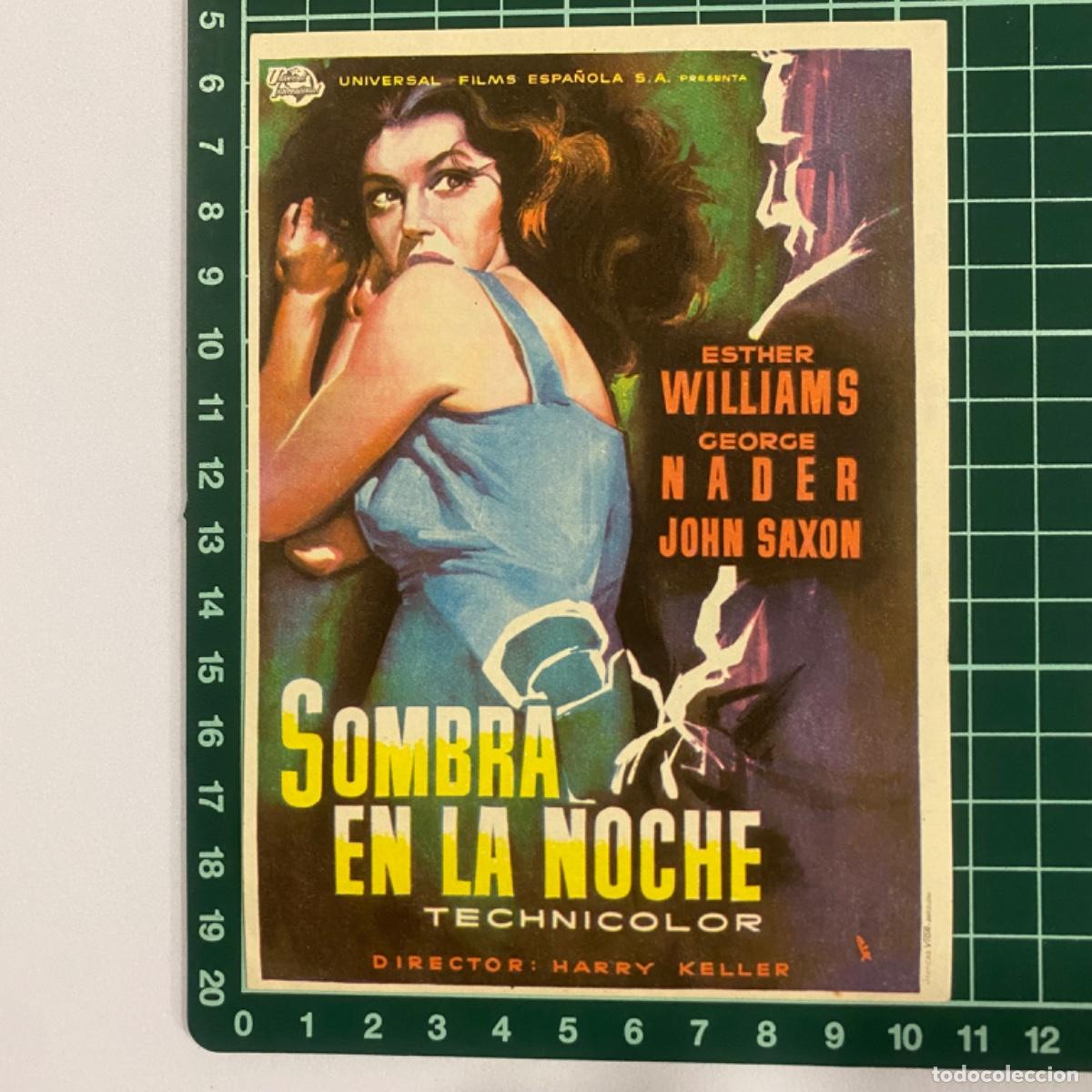 Cine: folleto de mano programa de cine pelicula Sombra en la noche - Foto 1