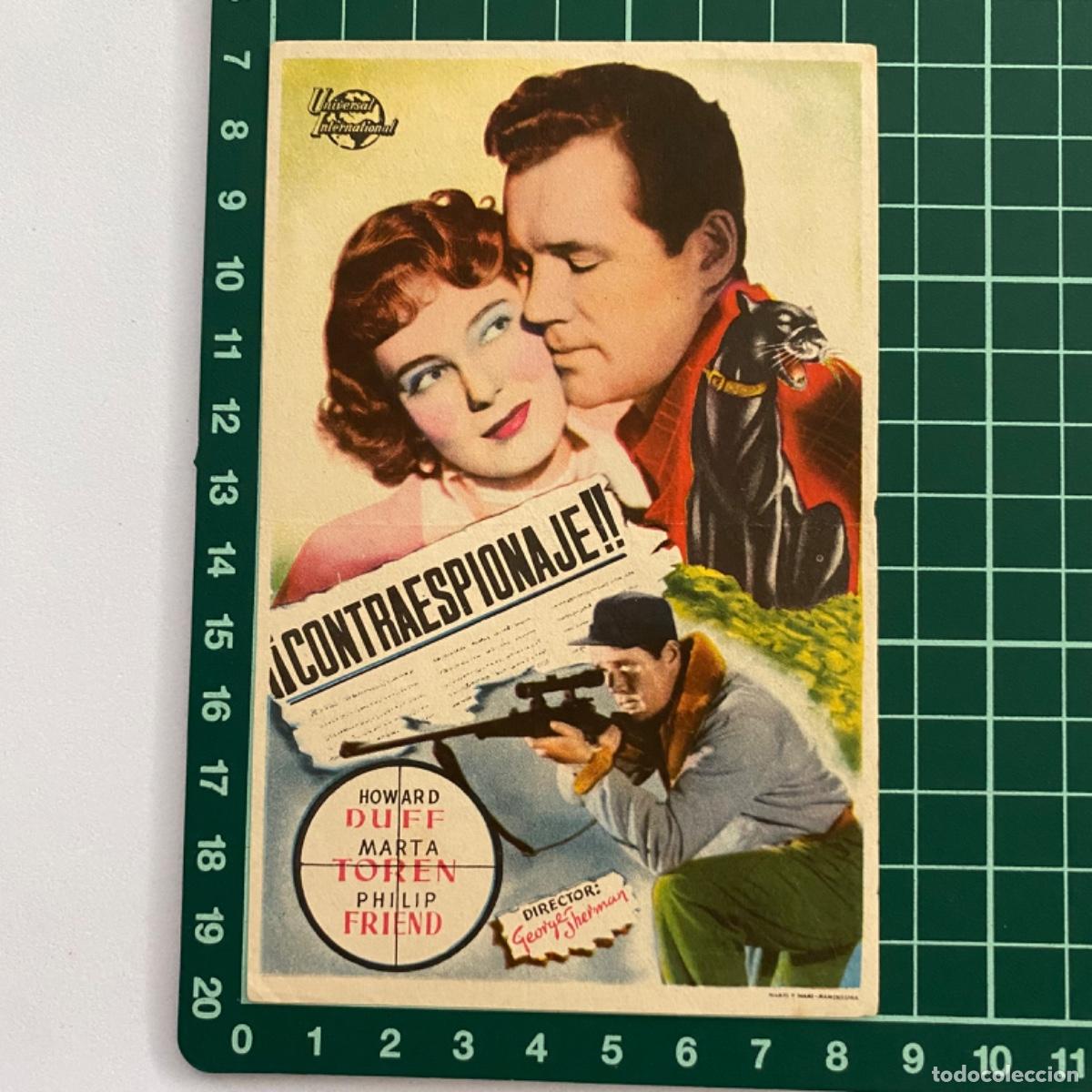 Cine: folleto de mano programa de cine pelicula Contraespionaje - Foto 1