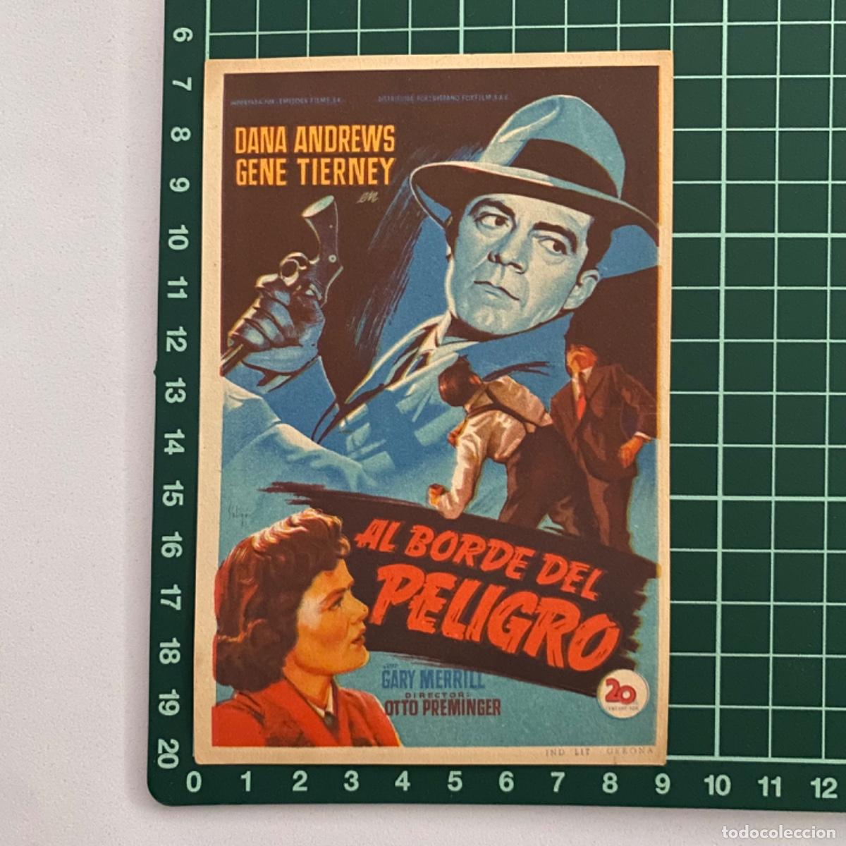 Cine: folleto de mano programa de cine pelicula Al borde del peligro - Foto 1
