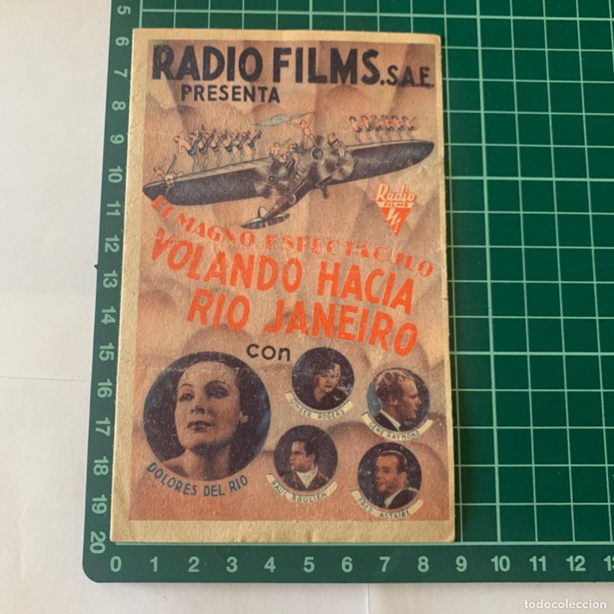 Cinema: Folleto de mano programa de cine pelicula volando hacia R&iacute;o Janeiro royal