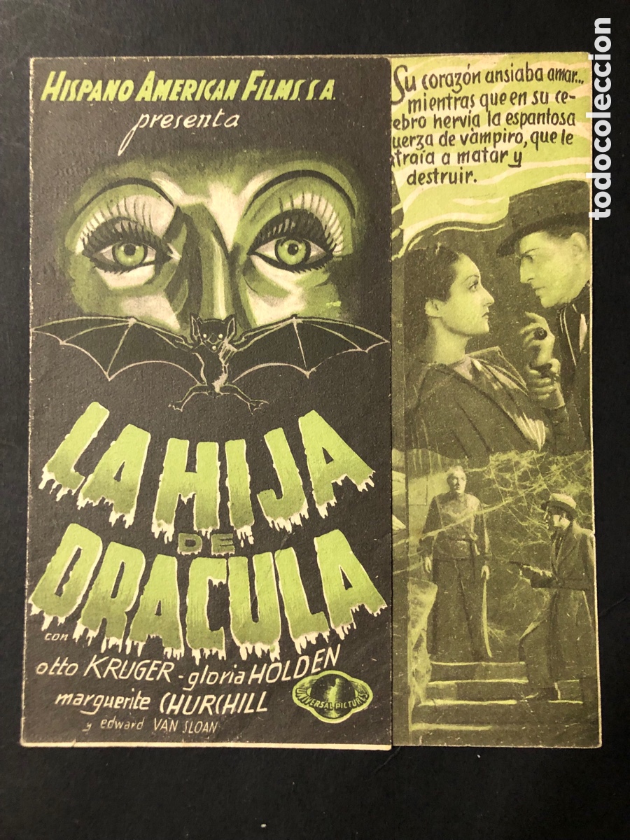 Cinema: Programa la hija de dracula otto kruger con publicidad cine centro espa&ntilde;ol A11