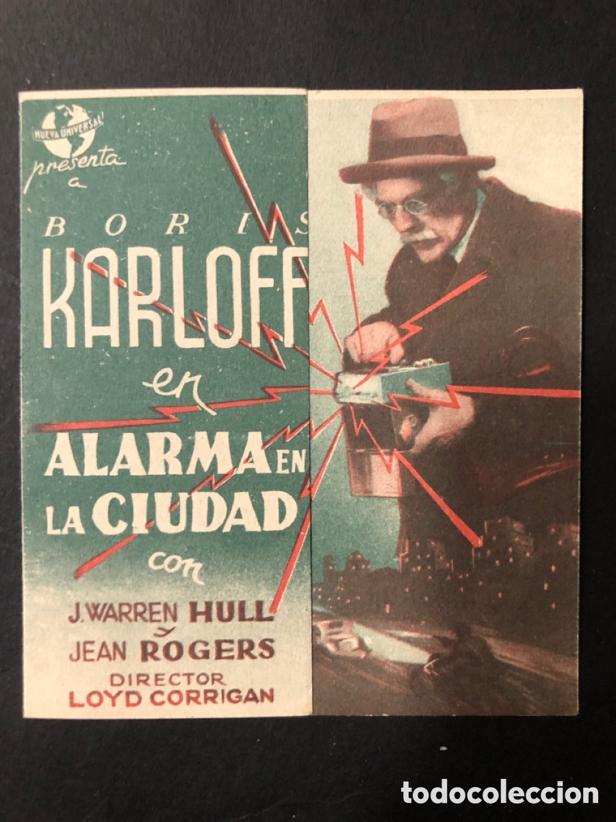 Cinema: Programa universal alarma en la ciudad boris karloff con publicidad teatro Iris palacio Vald&eacute;s A11