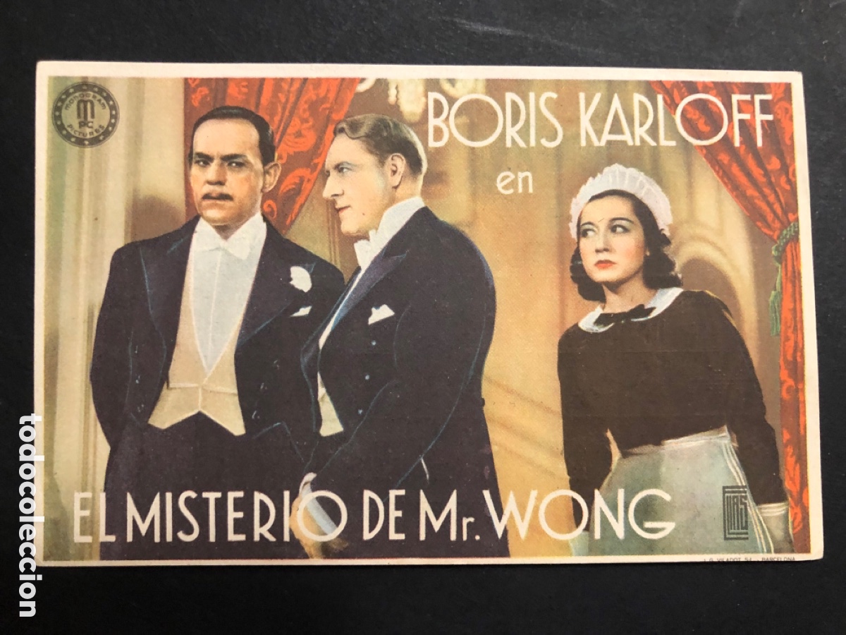Cinema: Programa el misterio de Mr Wong Boris karloff con publicidad plaza de toros antequera A11