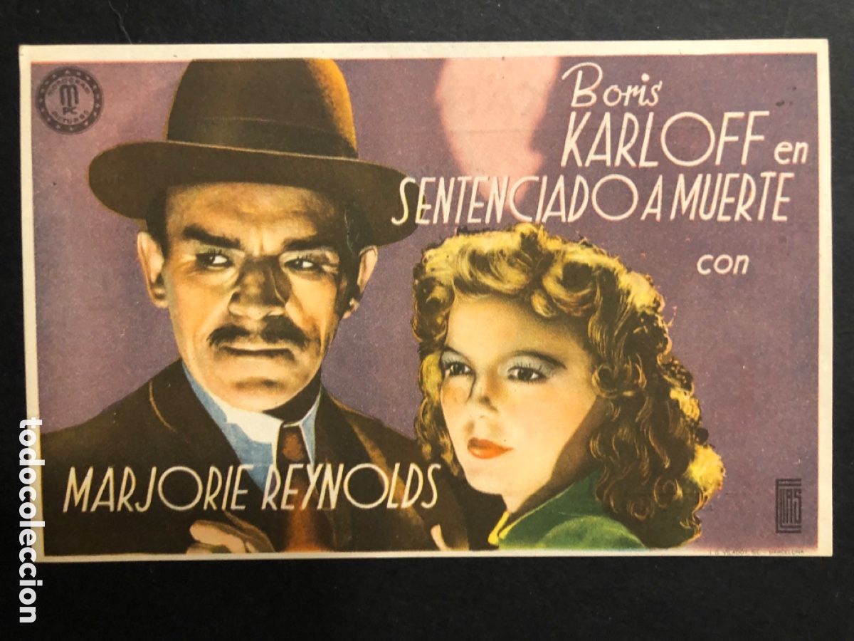 Kino: Programa sentenciado a muerte Boris karloff con publicidad teatro Calder&oacute;n alcoy A11