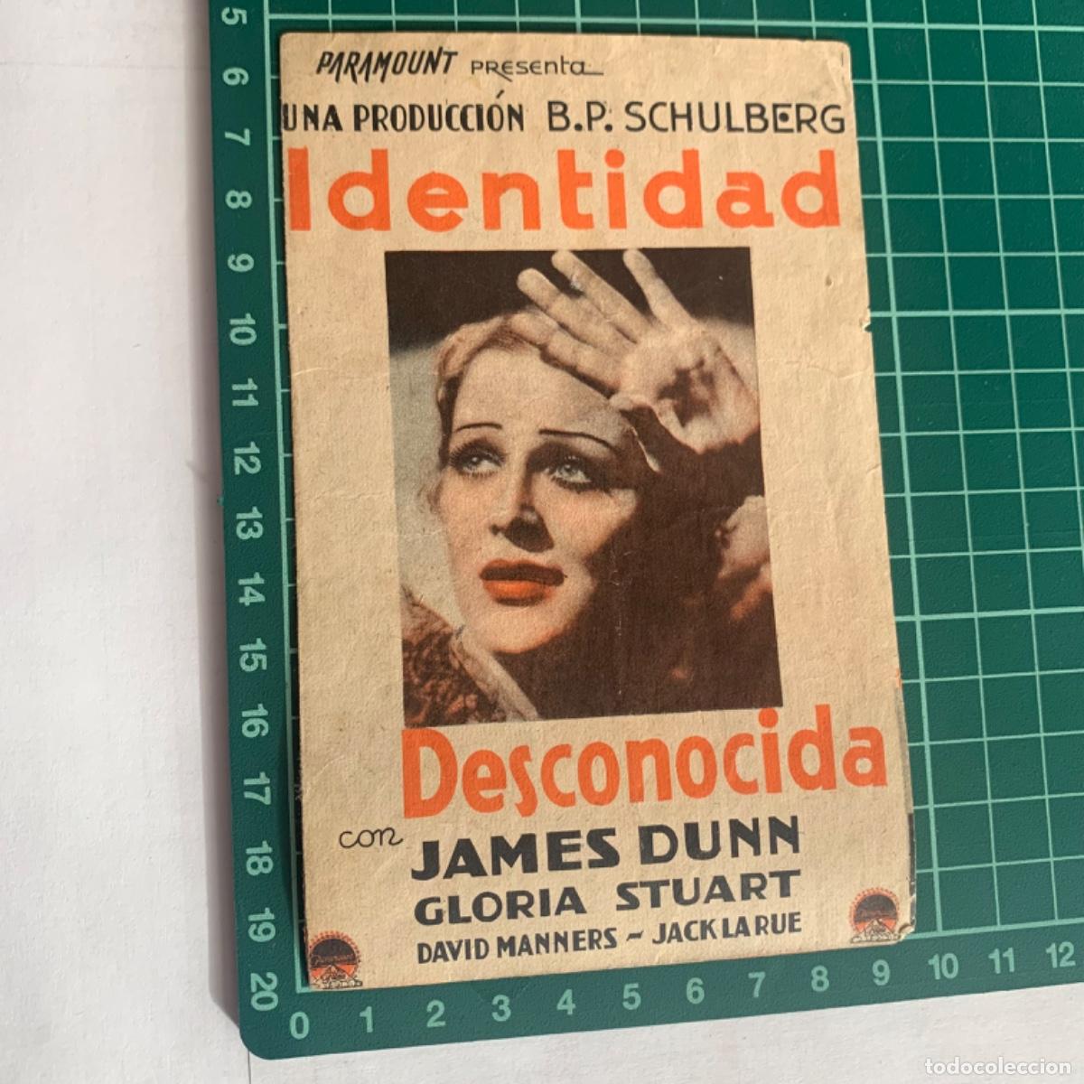 Kino: Programa de cine folleto de mano pelicula identidad desconocida cinema ideal park 1935 olot