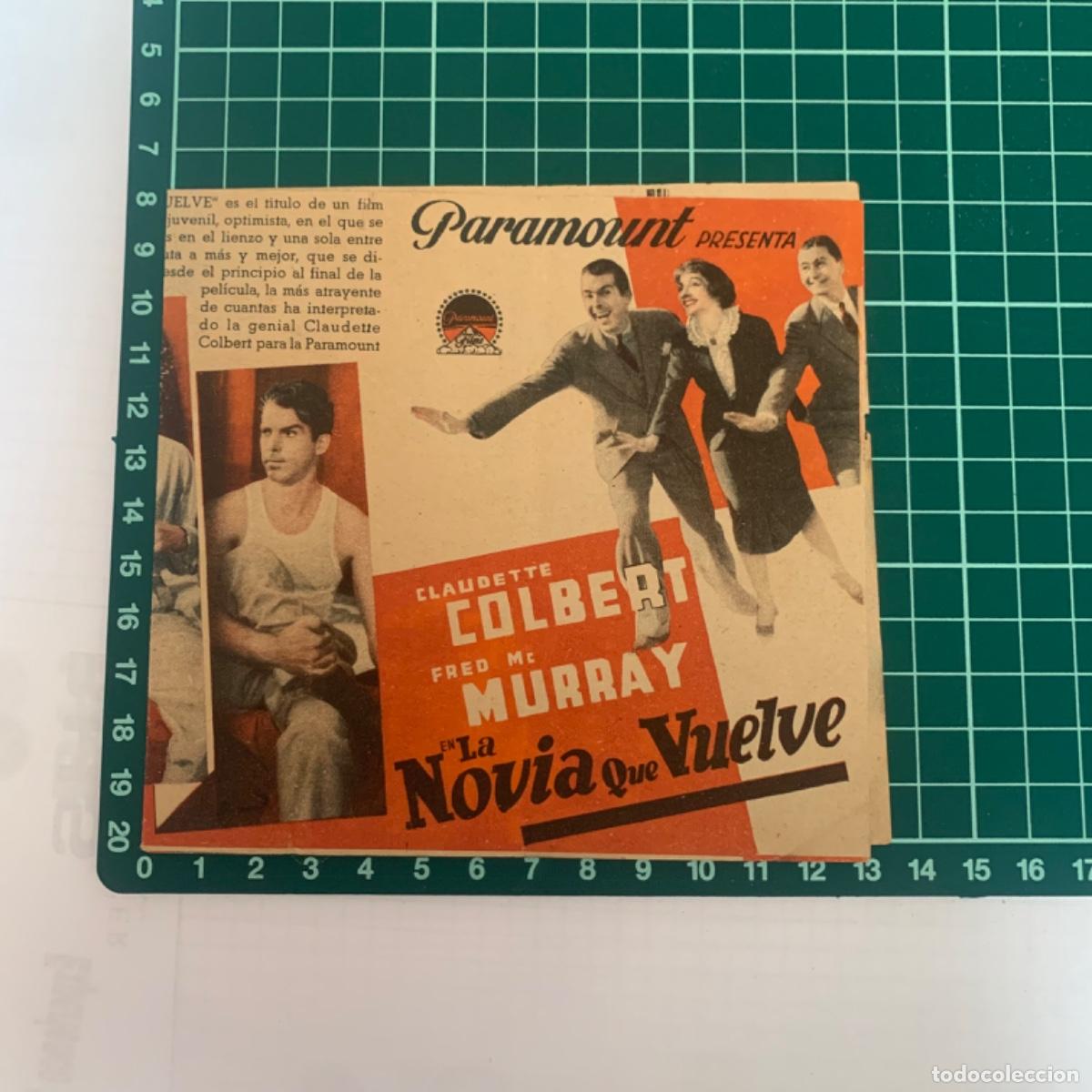 Kino: Programa de cine folleto de mano pelicula la novia que vuelve 1940 teatro serrano sueca valencia