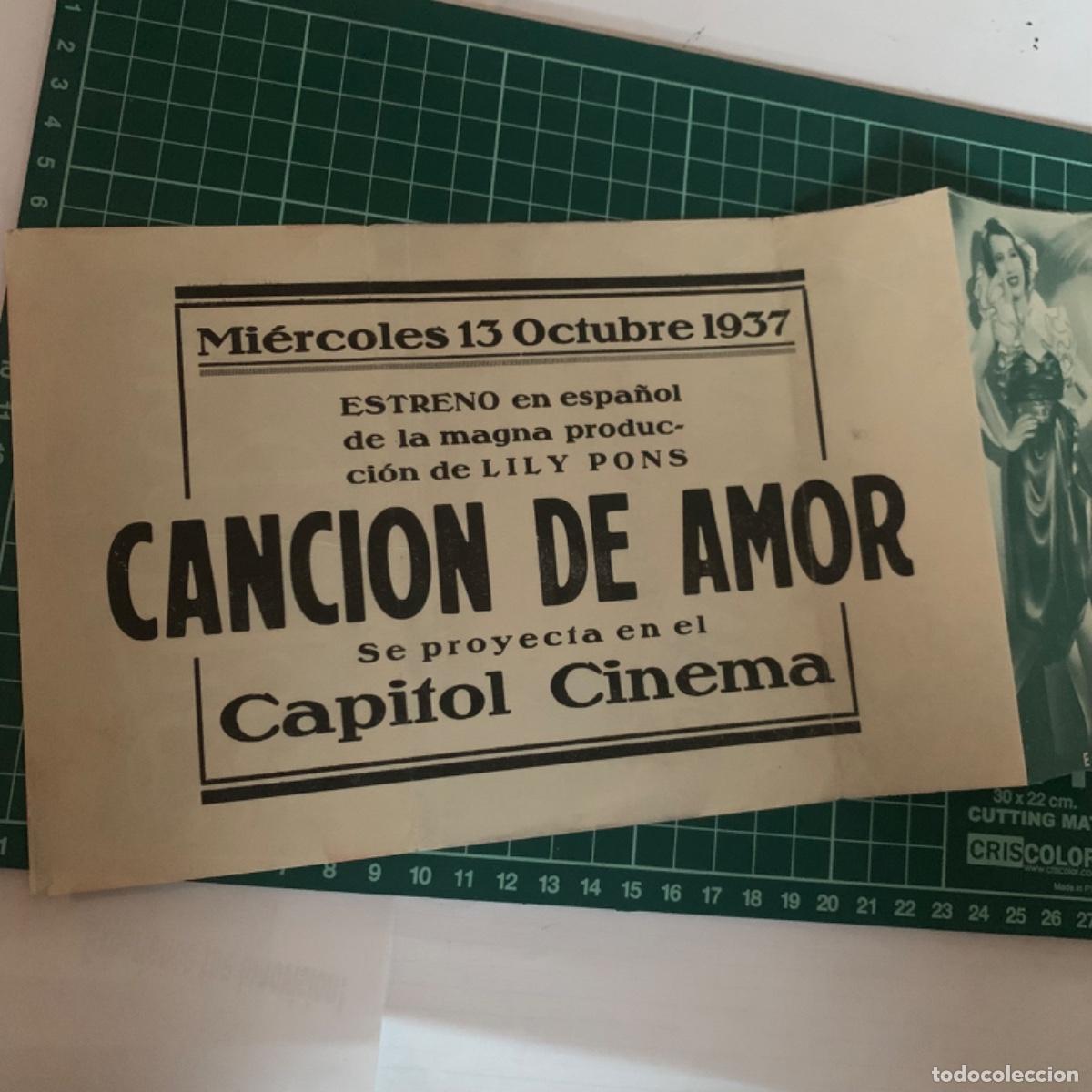 Cine: Programa de cine folleto de mano canci&oacute;n de amor 1937 capitol - Foto 4