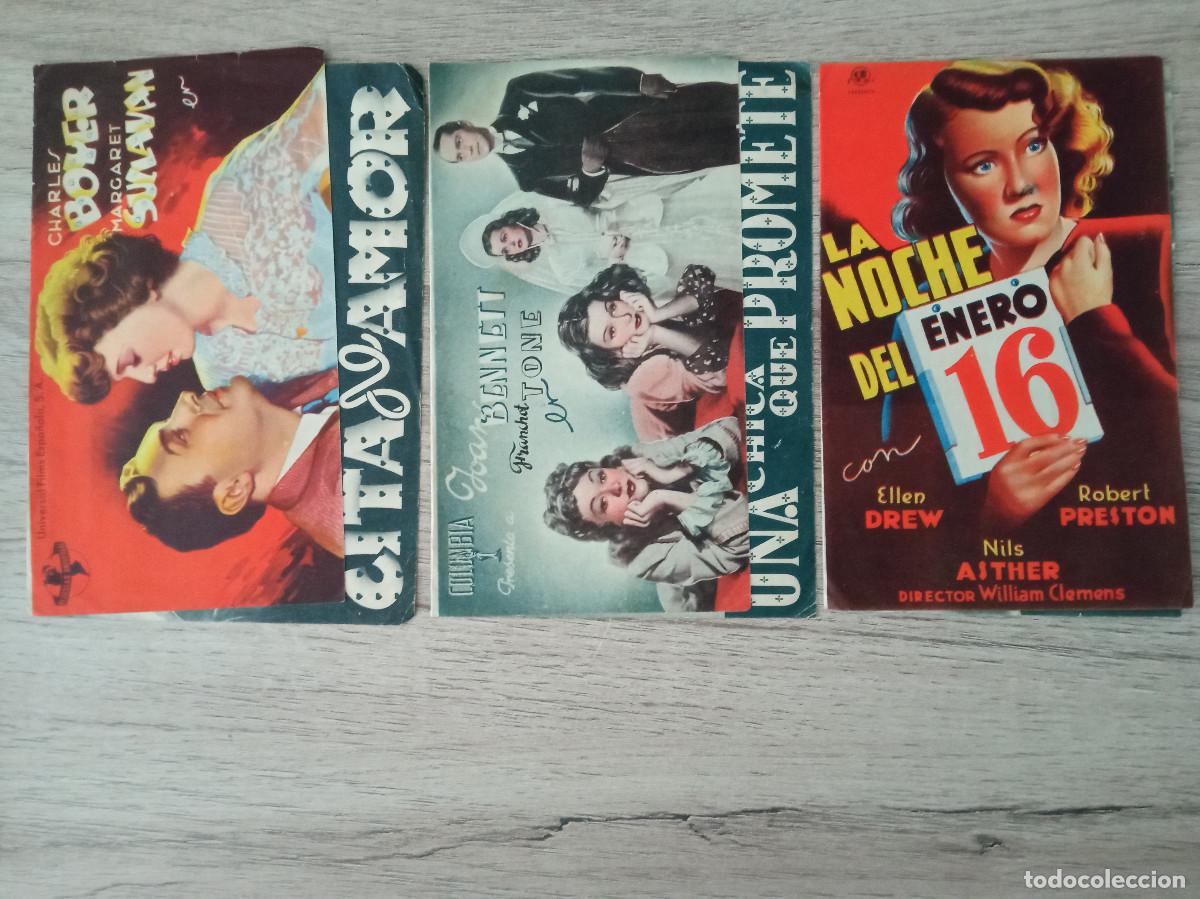  Foglietti di film di film antichi di cinema: CINEMA CIRVIANUM, TORELL&Oacute;, 3 FOLLETOS DOBLES DE ESTA CIUDAD DE BARCELONA, 1944 Y 1945