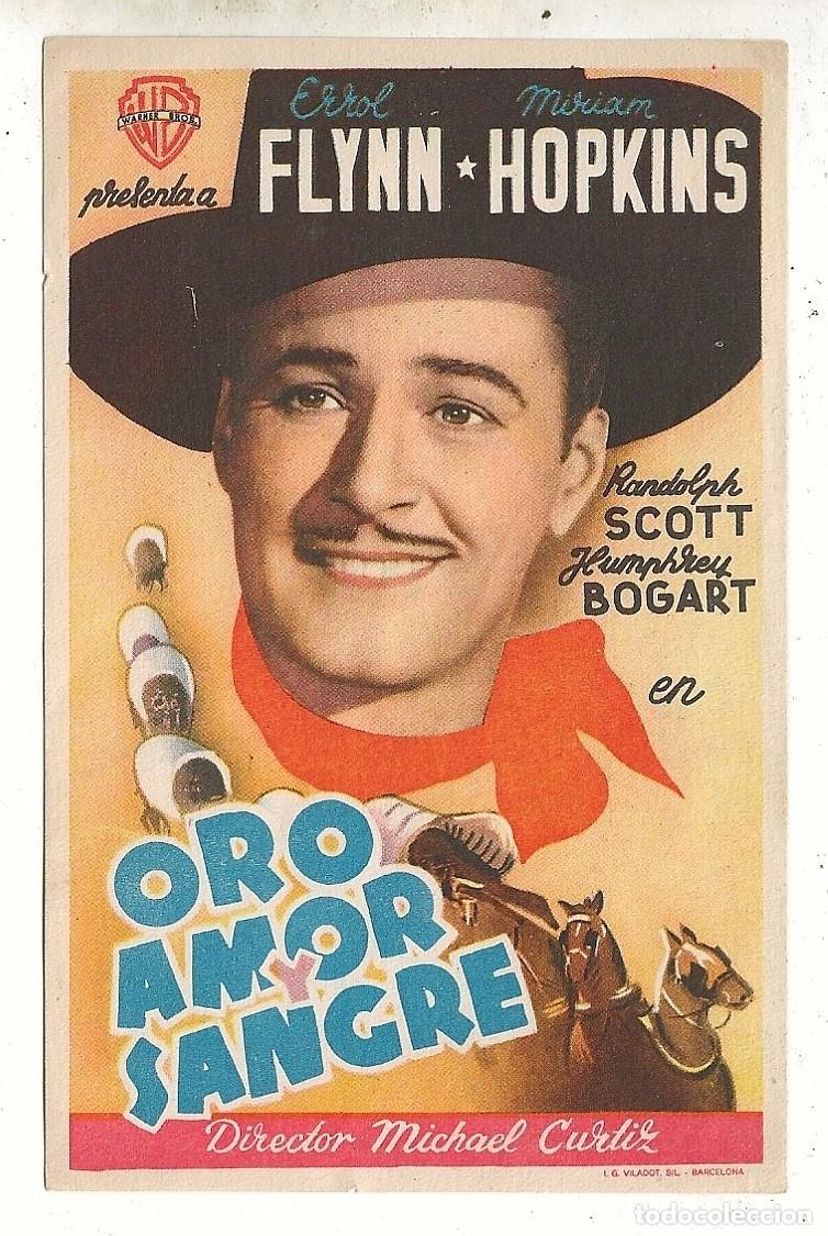 Cine: ORO, AMOR Y SANGRE - PROGRAMA FOLLETO DE MANO CINE - Foto 1