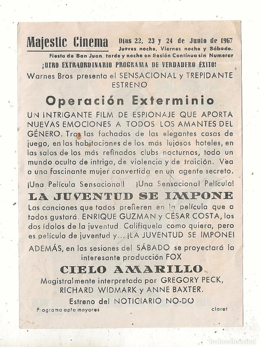 Cine: OPERACI&Oacute;N EXTERMINIO - PROGRAMA FOLLETO DE MANO CINE - Foto 2