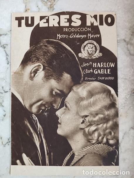 Cine: PTCC 191 TU ERES MIO PROGRAMA DOBLE MARRON MGM JEAN HARLOW CLARK GABLE - Foto 1